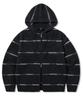 TRILLION Washable Wool Hairy Stripe Hooded Zip-Up Knit_Black