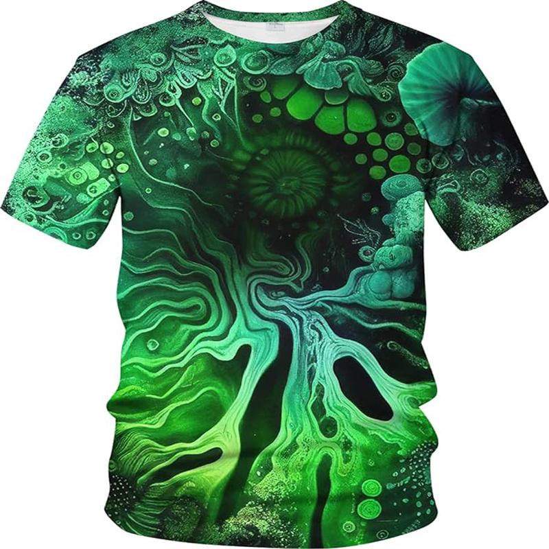 3D Printing Psychedelic T Shirt Neon Shirt Men And Women Gradient Color Tie-dye Pattern Tshirt O Neck Casual Short Sleeve Tops