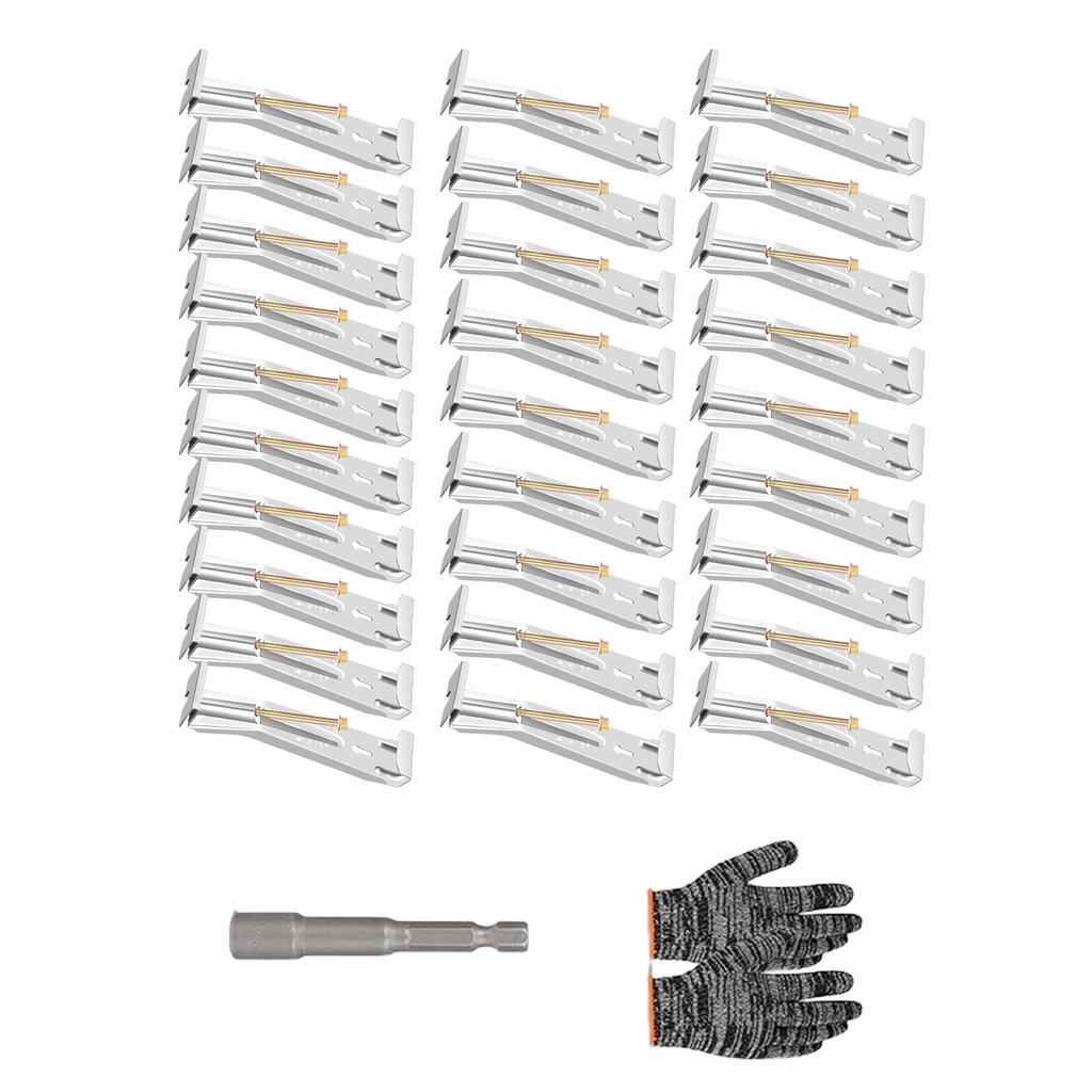 28Pcs Concealed Gutter Hangers with Pre-Inserted Quick Screw Gutter Clip Rain Gutter Brackets for Gutters Repair