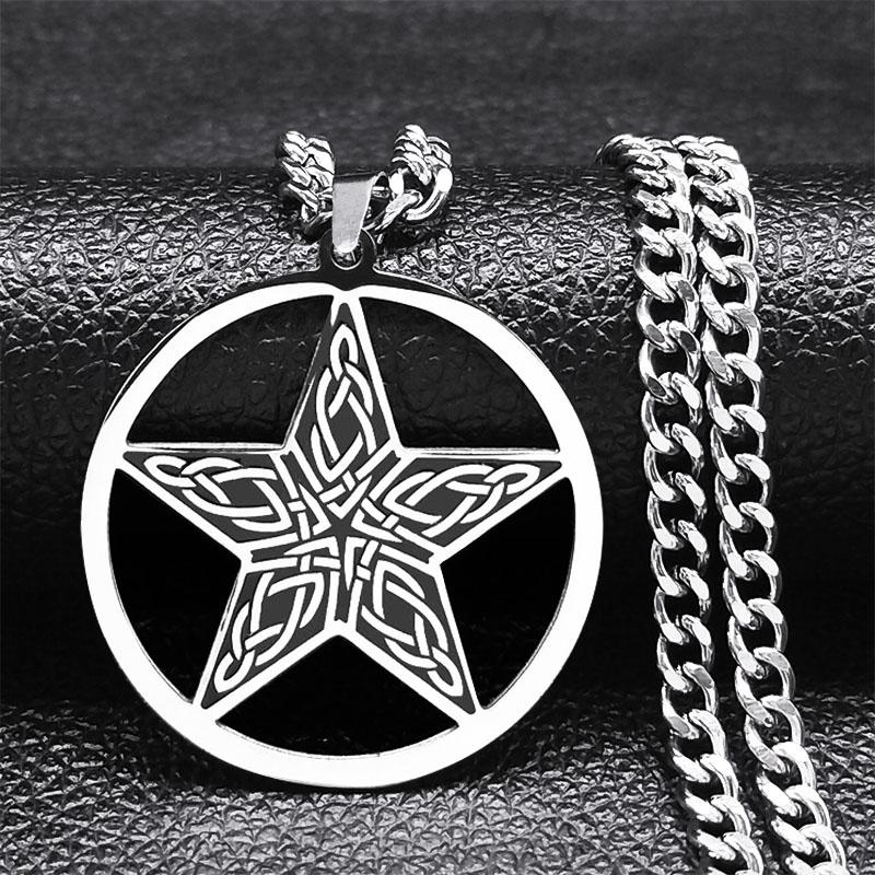 Witchcraft Gothic Dark Pentagram Necklace Stainless Steel Original Tetragrammaton Salomon Amulet Necklaces for Women Jewelry
