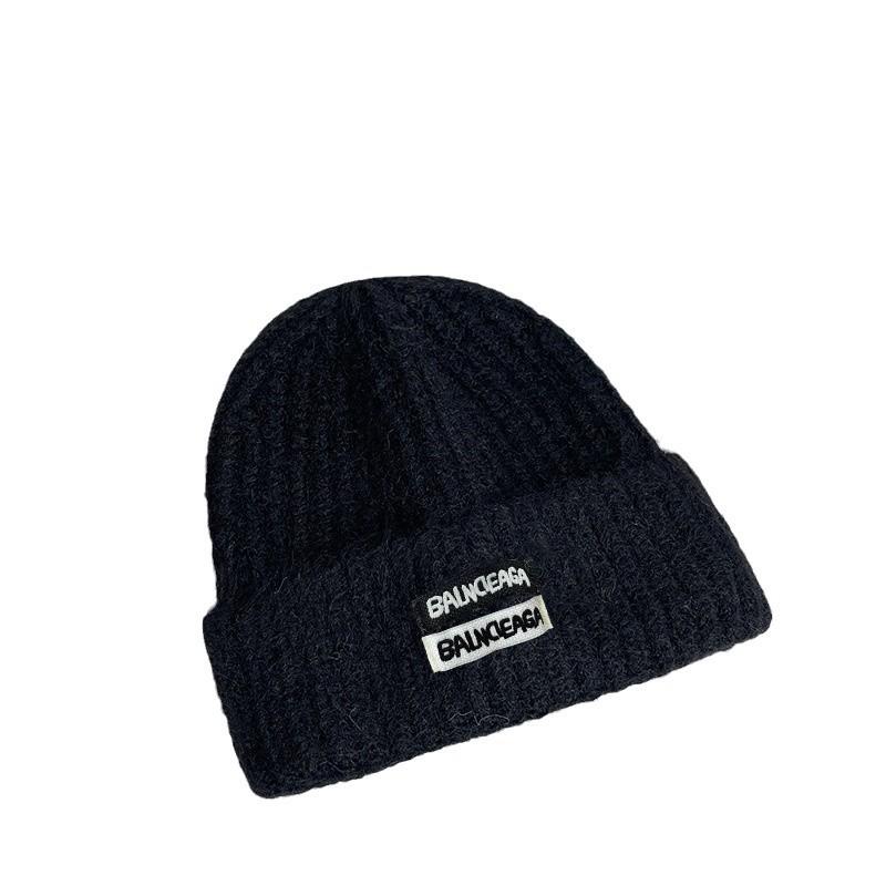 Simple Cloth Label Knitted Hat for Women Autumn and Winter Warm Ear Protection Cycling Hood European and American Outdoor Sports Woolen Hat for Men
