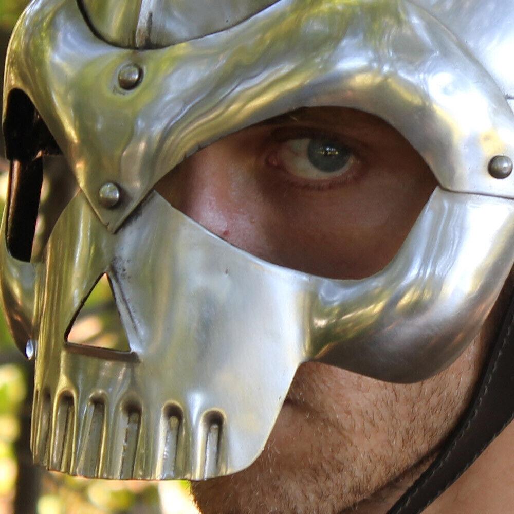 Medieval Half Skull Crusher Knights Helmet - 18 Gauge Steel for LARP/Reenactment