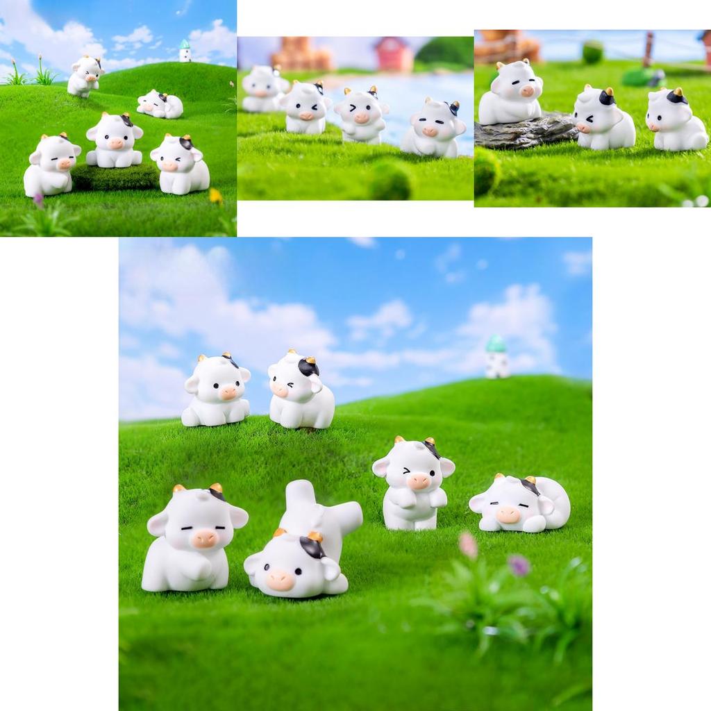 Adorable Resin Brave Little Cow Figurine Desktop Decoration Car Ornament Cute Cartoon Style