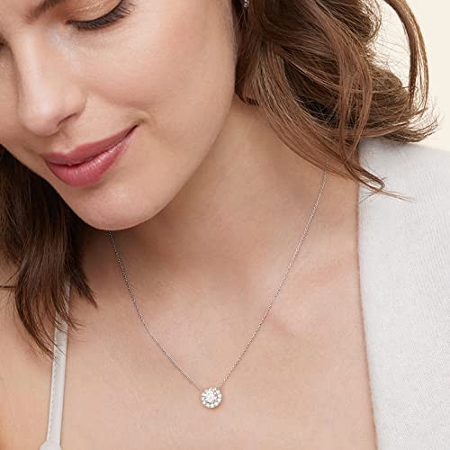 KRKC Damen Moissanit Halskette: Ein beliebtes Geschenk für Frauen. Herz-, Hufeisen-, Heiligenschein- oder Solitär-Diamant-Halskette aus 925er Sterlingsilber. Hypoallergen