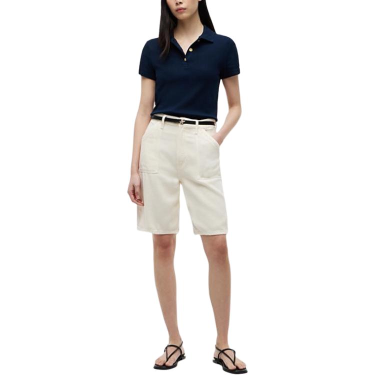 Tommy Hilfiger Slim Fit Short Sleeve Gold Button Polo Shirt Women Tops WW0WW49252-C1G
