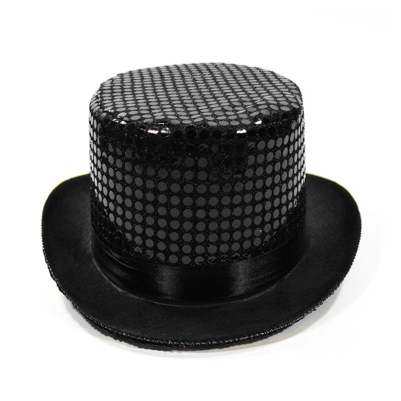 High hat retro British gentleman jazz hat magician hat show sequined hat rain high hat non-woven