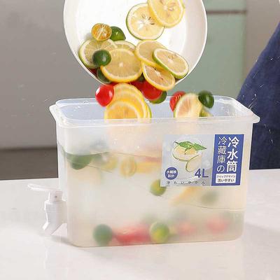 4L Fridge Water Container Plastic with Faucet Drink Dispenser Multifunction Lemonade Container Large Capacity for Kitchen Fridge