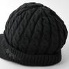 AVIREX Cable Knit Cap with and Winter Knit 023 Loose-Fit Brim, Men's Women's Cap, Black,