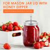 4 Pcs Mason Jar Lid with Honey Dipper Stainless Steel Honey Stirrer Lids Syrup Jam and Molasses Mason Jar Lid for Home Kitchen