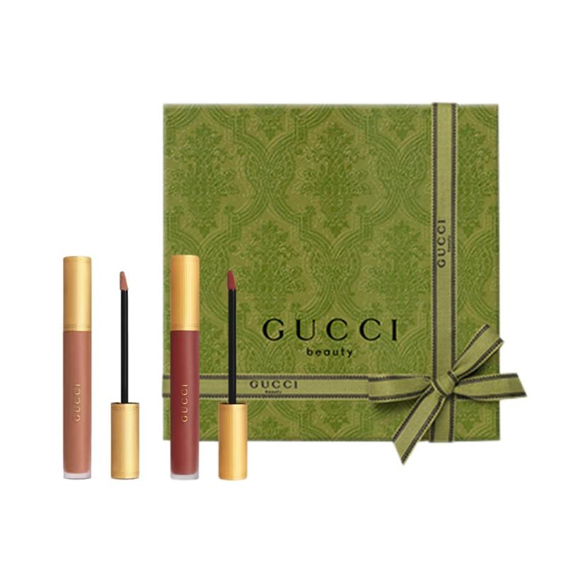 Gucci makeup set Colorful Cloud Mist Lip Glaze Velvet Matte Color 2 Two-piece set: Qingse Cloud Mist Lip Glaze #521 + Qingse Cloud Mist Lip Glaze #315