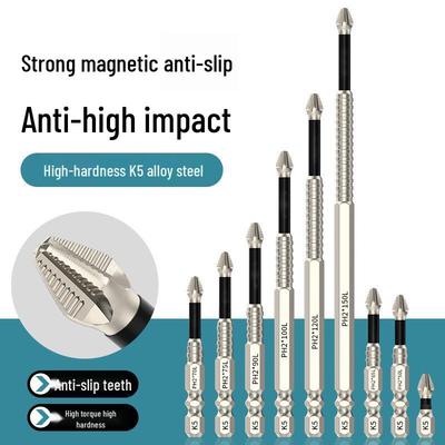 K5 Anti-Slip, High-Torque Magnetic Phillips Bit for Impact-Resistant Electric Drills