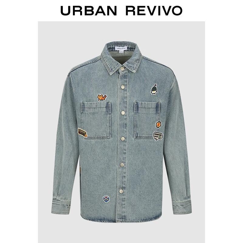UR Men s 2025 Autumn Embroidered Washed Denim Shirt S