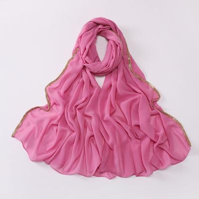 Vielseitiger Eleganter Seidenschal Strahlendes Langes Sonnenschutz-Schal Diamantrand-Design Weiches Ramadan-Kopftuch Damen Kopfbedeckung