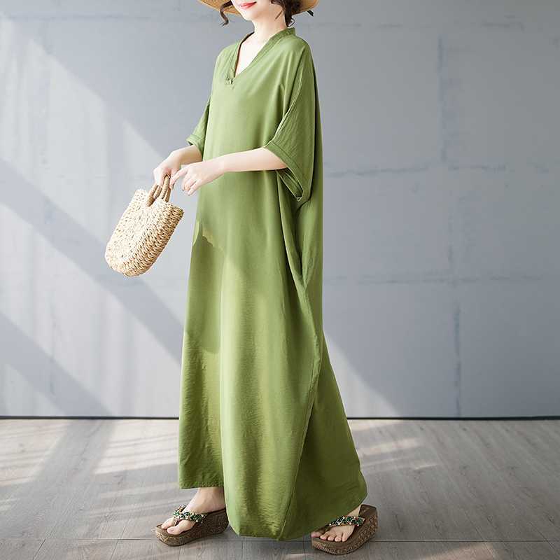 Summer Travel Retro Long Skirt Cotton Linen Dress