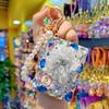 Bling Rhinestone Folding Makeup Mirror Travel Pocket Mirror Keychain Double-Sided with Beaded Wrist Bag Charm
