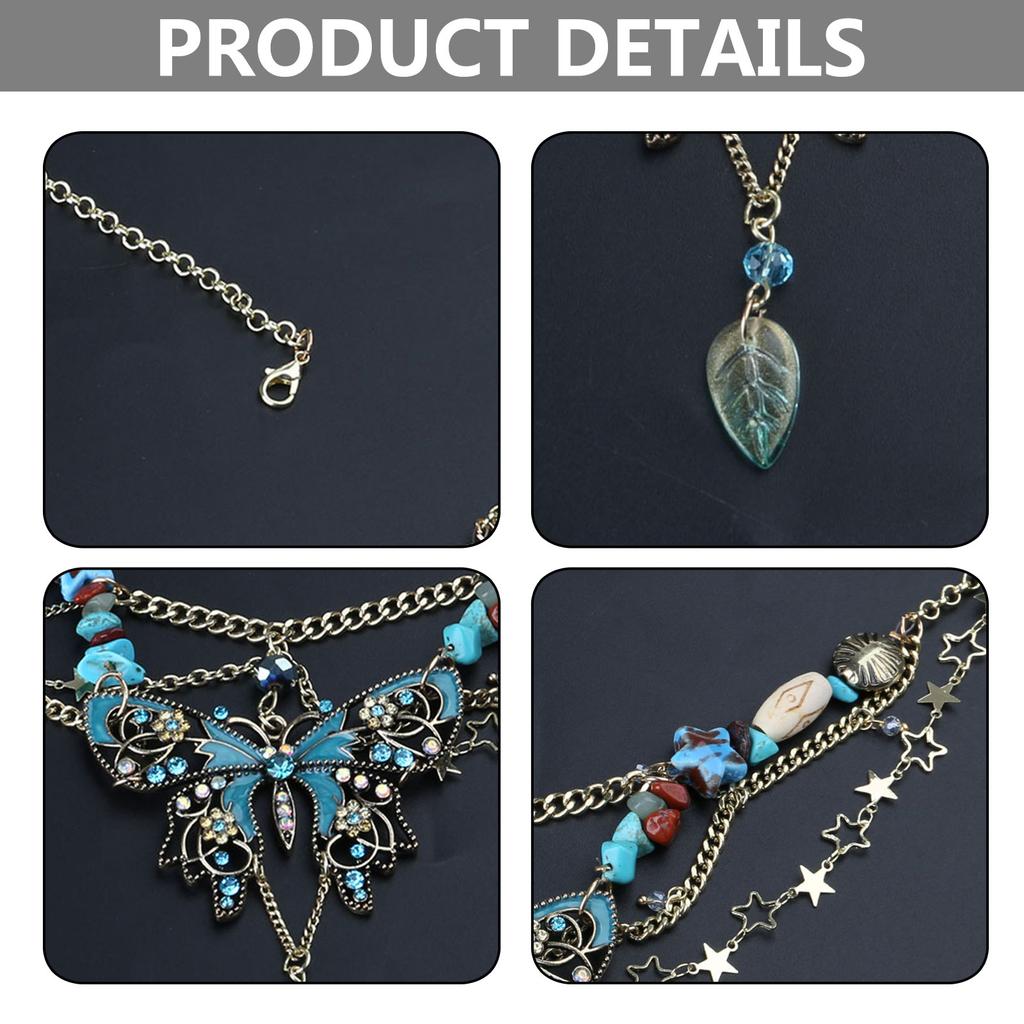 Elegant Butterfly Charm Multilayer Tassels Waist Chain Adjustable Body Chain Fashion Accessory for Parties