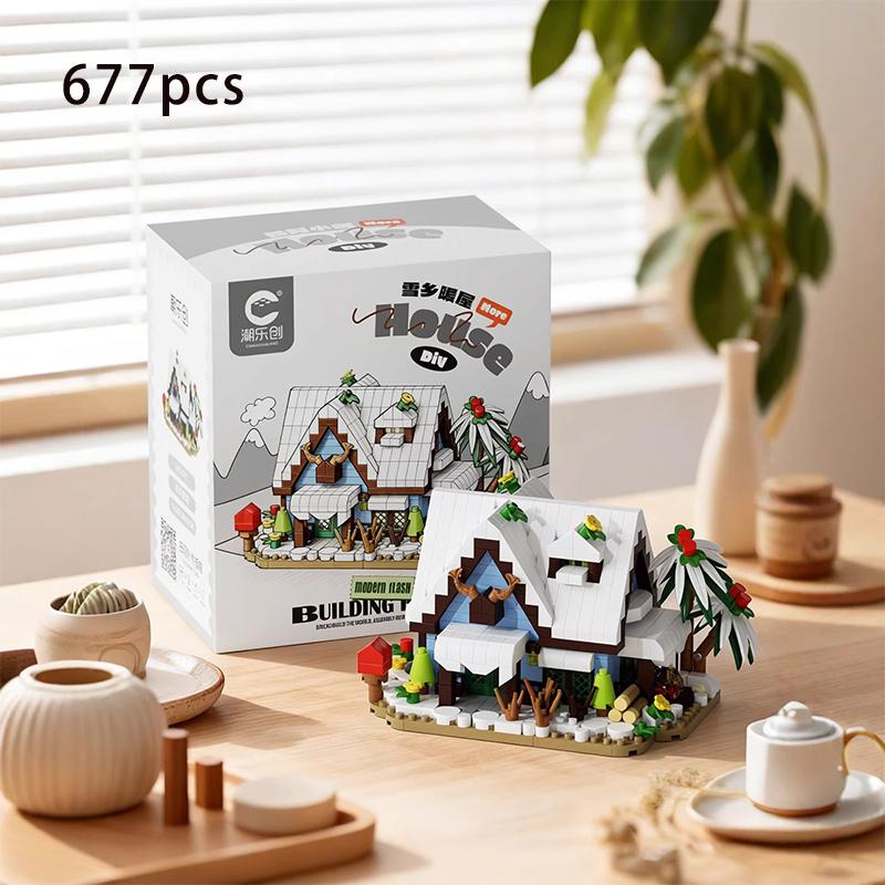 

Fairytale Cabin House Building Block Spring Four Seasons Cottage Bricks 3D Puzzle DIY Toy for Kids Girls Birthday Gift Decor