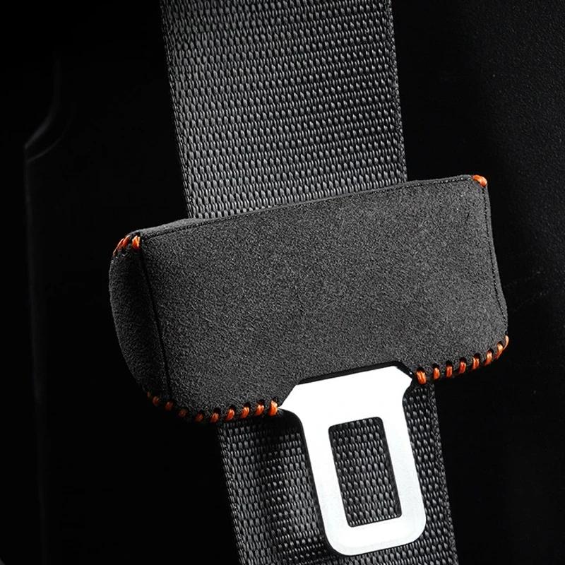For Leading Ideal Li LiXiang L6 L7 L8 L9 Car Safety Belt Buckle Suede Leather Protective Cover Car Seatbelt Protective Cover