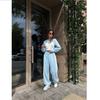 Women's Color Blocked Fashion Set Sexy Waist Hooded Cross Color Cardigan Sports Pants Two Piece