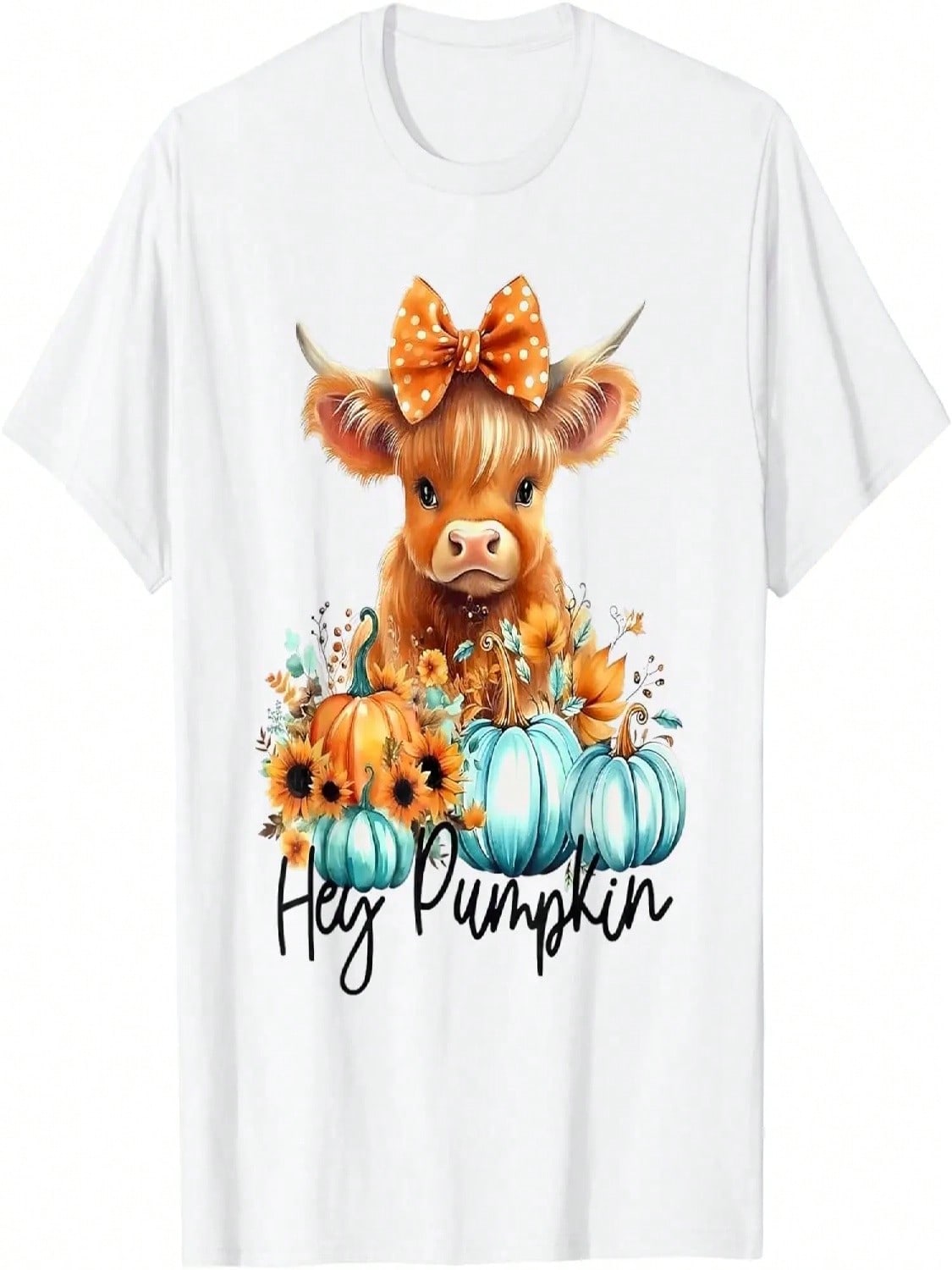 Hay s There Pumkin Highland Cow Fall Autumn Thanksgiving T-Shirt S разноцветный
