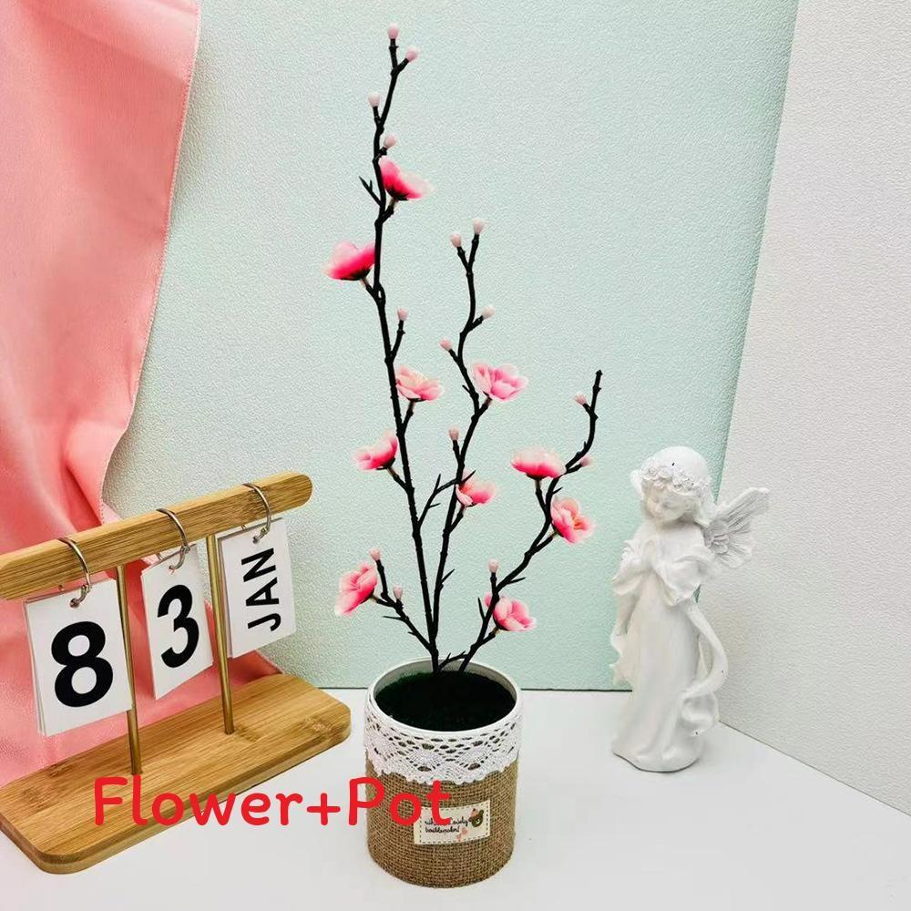 

Chimonanthus Artificial Praecox Potted Plant With Fabric Pot For Room Decor розовый