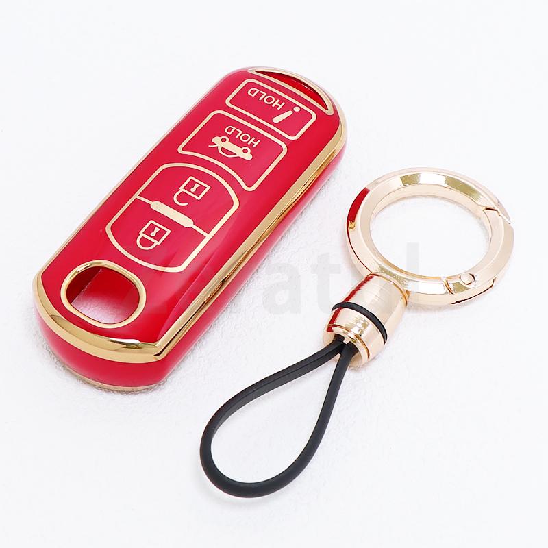 Gold Edge Tpu 4 Buttons Shell Fob Holder Bag Remote Car Key Case Cover For Mazda Cx-7 Cx-9 Axela Atenza 2 3 5 6 7 Cx-3 Cx-4 Cx-5