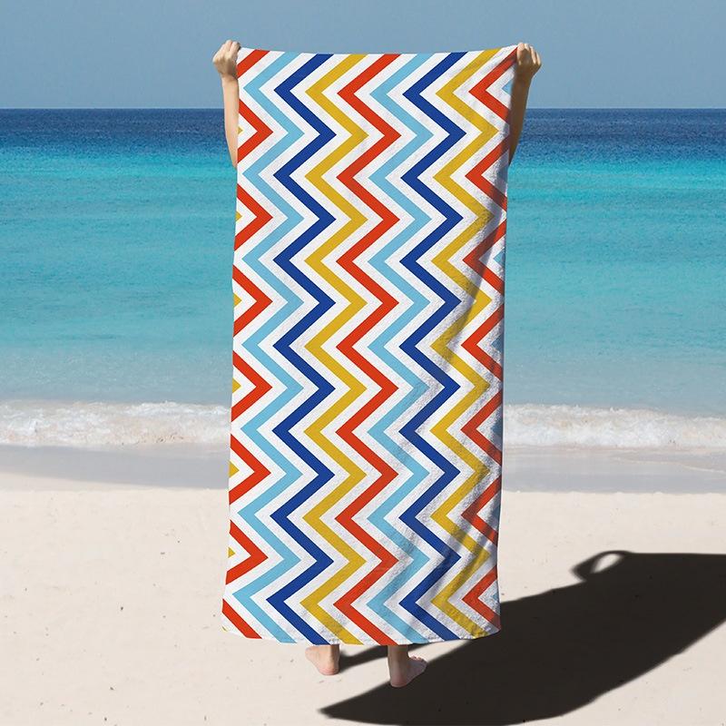 Hello Summer Tropical Palm Leaf Print Beach Towel Lightweight Microfiber Absorbent Outdoor Towel