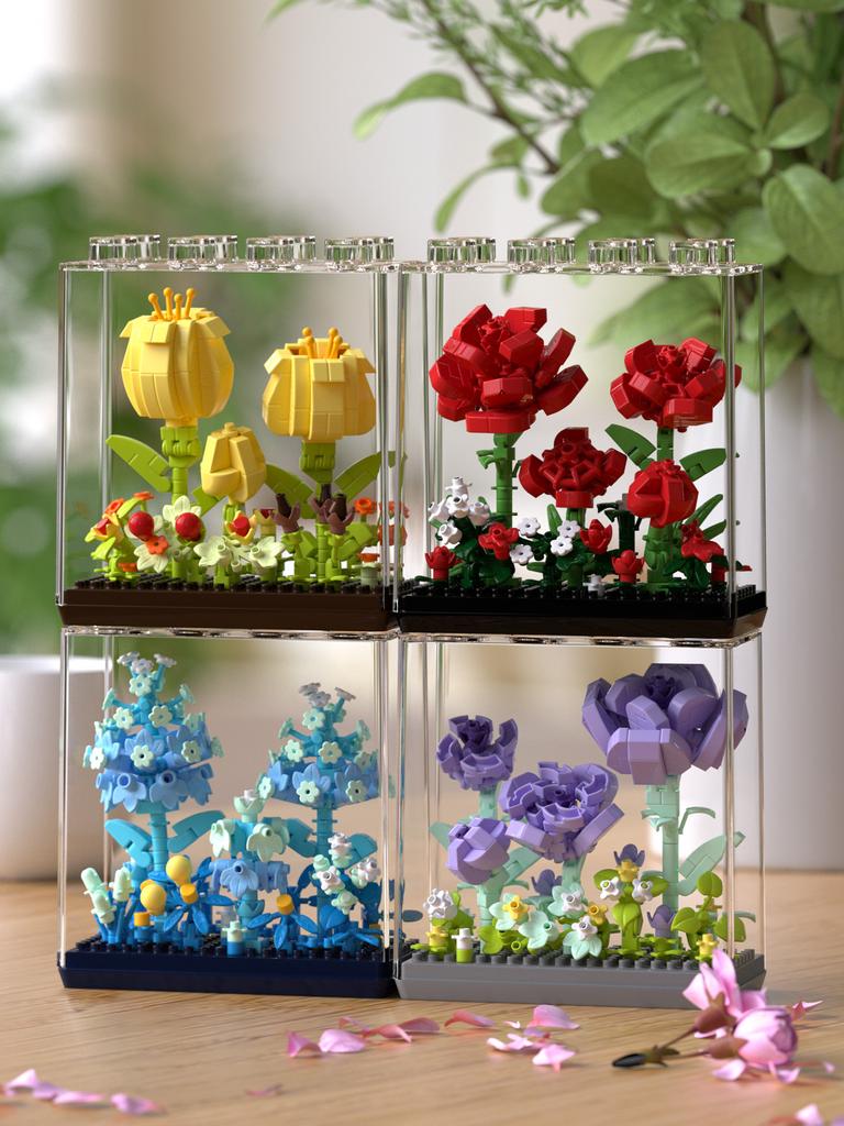9 creative flower box building blocks Eternal Flower series desktop decorations flower building blocks gift toys and ornaments