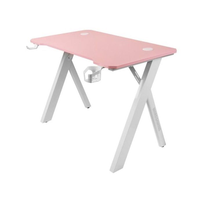 Bureau gamer - mars gaming - mgd100 rgb - rose-blanc