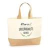 Tote Bag / Jute Bag - PLANETEE - Thank You Beloved Saxophonist - Natural Jute - Sturdy Handles - Made In France
