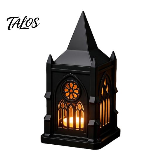 Decorative Desk Accessory Gothic Cathedral LED Candle Lantern, Church Shaped Flameless Tealight Lamp, Versatile Shelf Statue Spooky Vintage