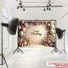 2D Happy Birthday Neutral Pink Floral Backdrop Banner Party Photo Background