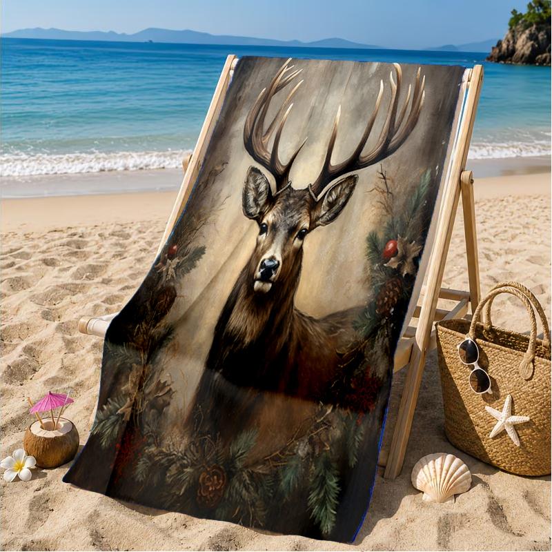 Deer With American Flag Background Beach Towel, Microfiber Beach Towel, Perfect For Pool, Beach, Travel, Home Decor Beach Party Fan Gifts