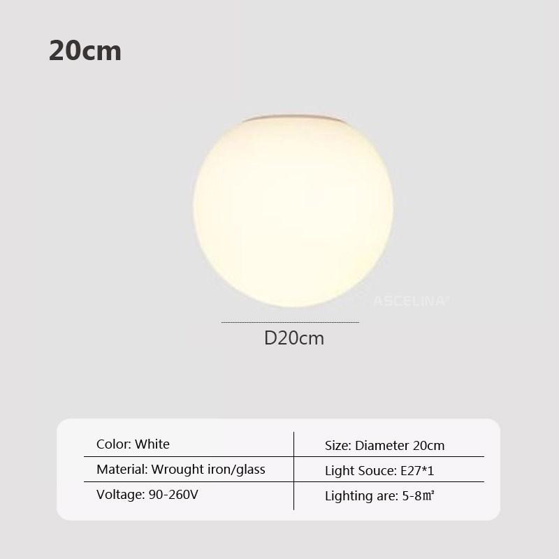 Modern LED ceiling light Glass White Ball wall lamp Minimalist bathroom Balcony Bedroom Entrance Light fixture Indoor lighting