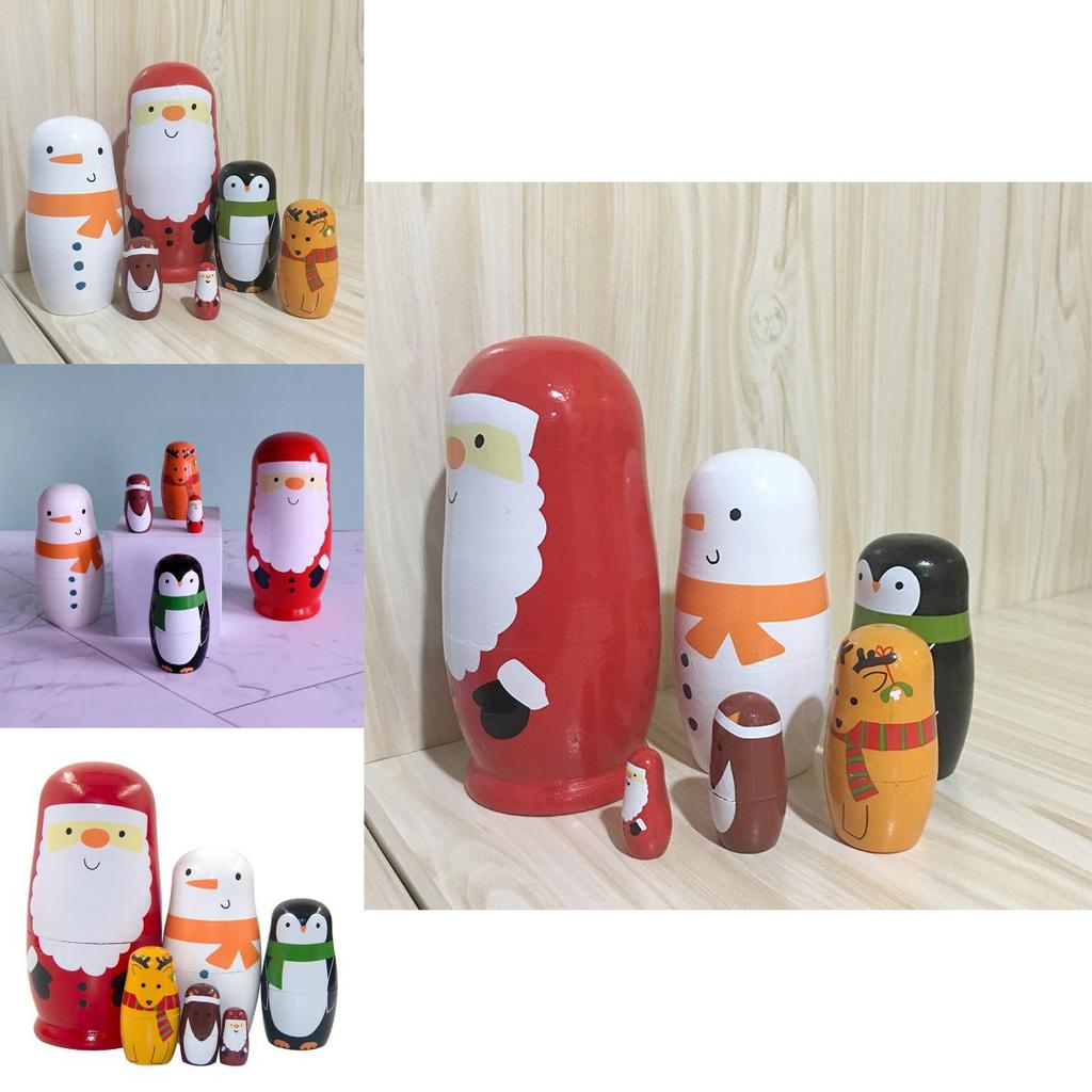 Charming Wooden Santa Claus Nesting Doll Set 6 Layers Of Festive Home Decor And Gifts For The Holidays