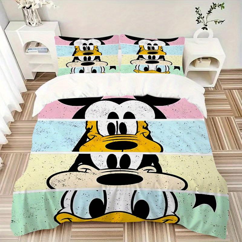 3pcs Mickey Mouse Printed Bedding Set, Breathable And Soft, Machine Washable, Christmas Gift, Suitable for Bedroom Decoration, 097