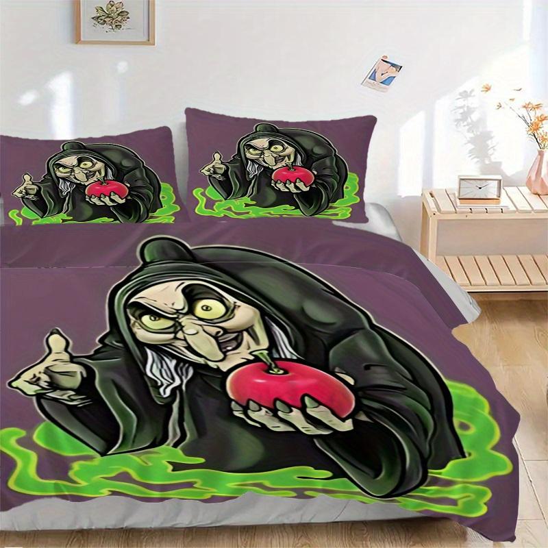 3 шт. Набор постельного белья «Ведьма и отравленное яблоко» Включает 1 пододеяльник и 2 наволочки, Удобный B093 135x200cm