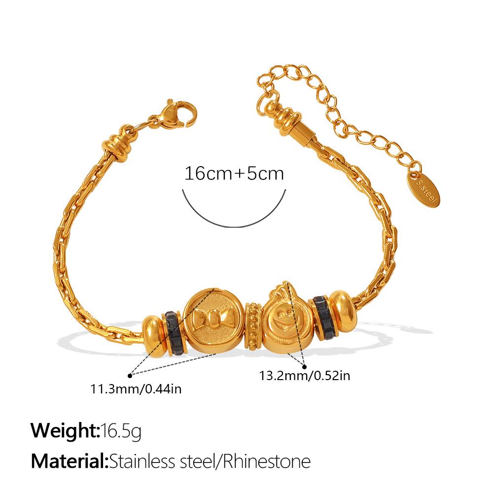 Retro Carved DIY Beaded Bracelet with Geometric Bow Knot Charm