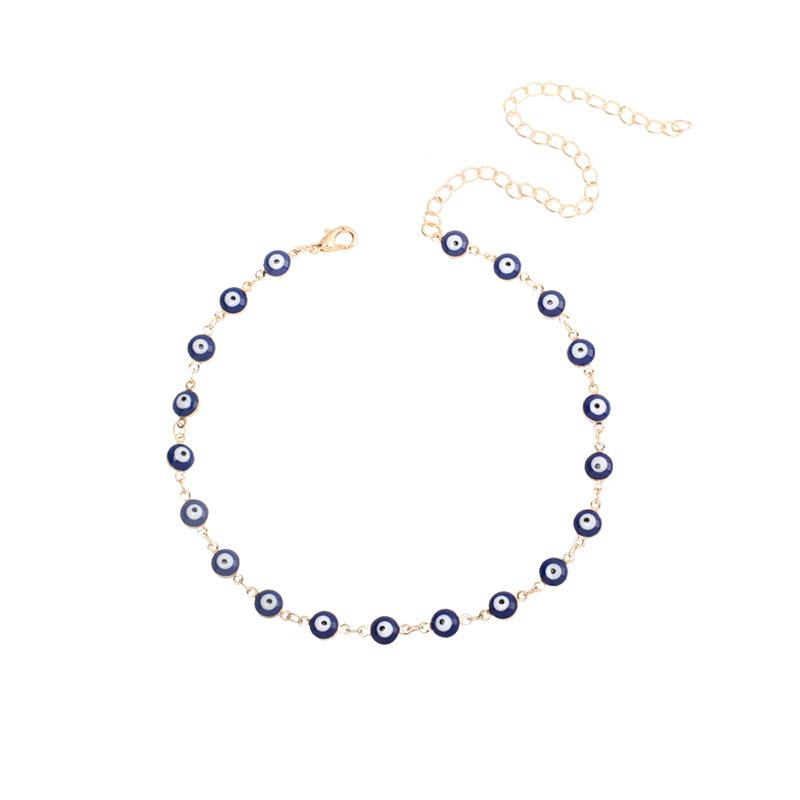 New Accessories, Bohemian Color Vintage Devil's Eye Necklace Bracelet Ankle Set