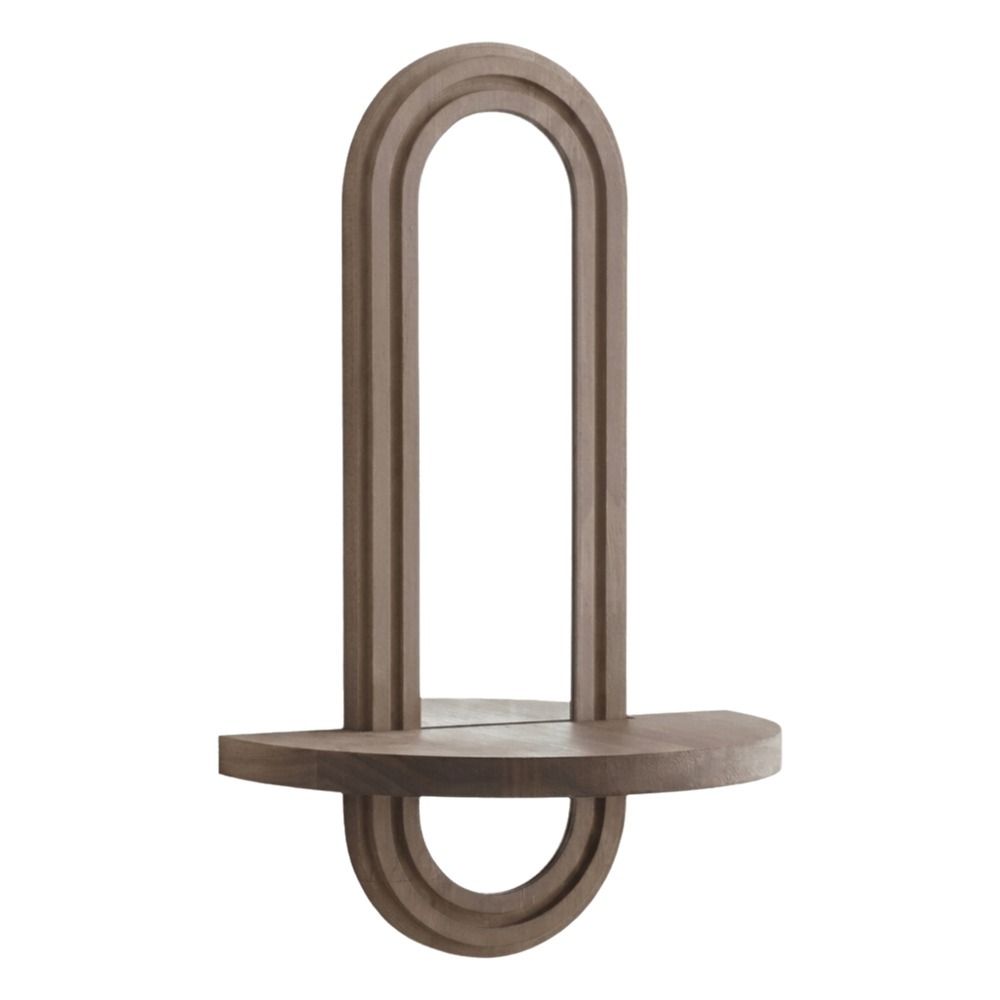 Arched Oval Makeup Mirror Multifunctional Plant Display Stand Durable Boho Wall Mirror  Living Room