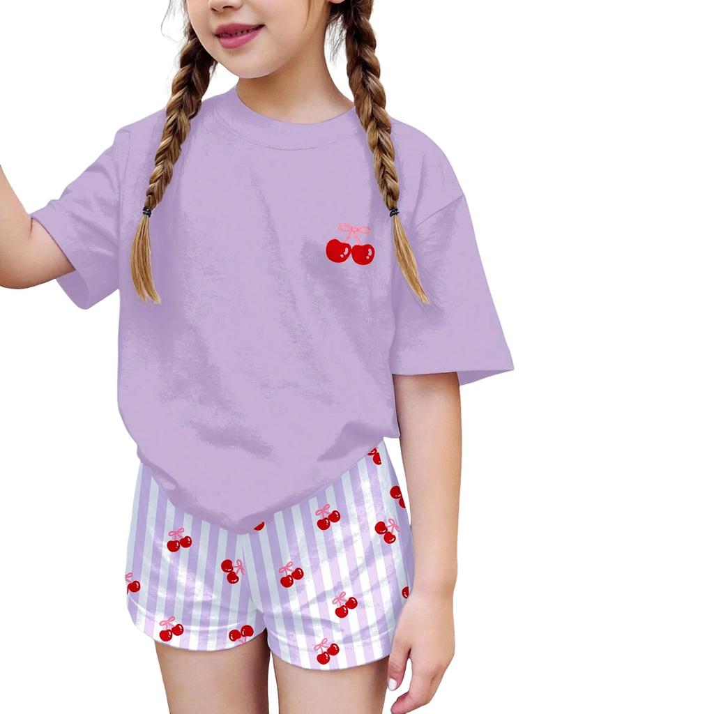 Children's Casual Short-sleeved Printed Short-sleeved Top And Shorts Two-piece Set