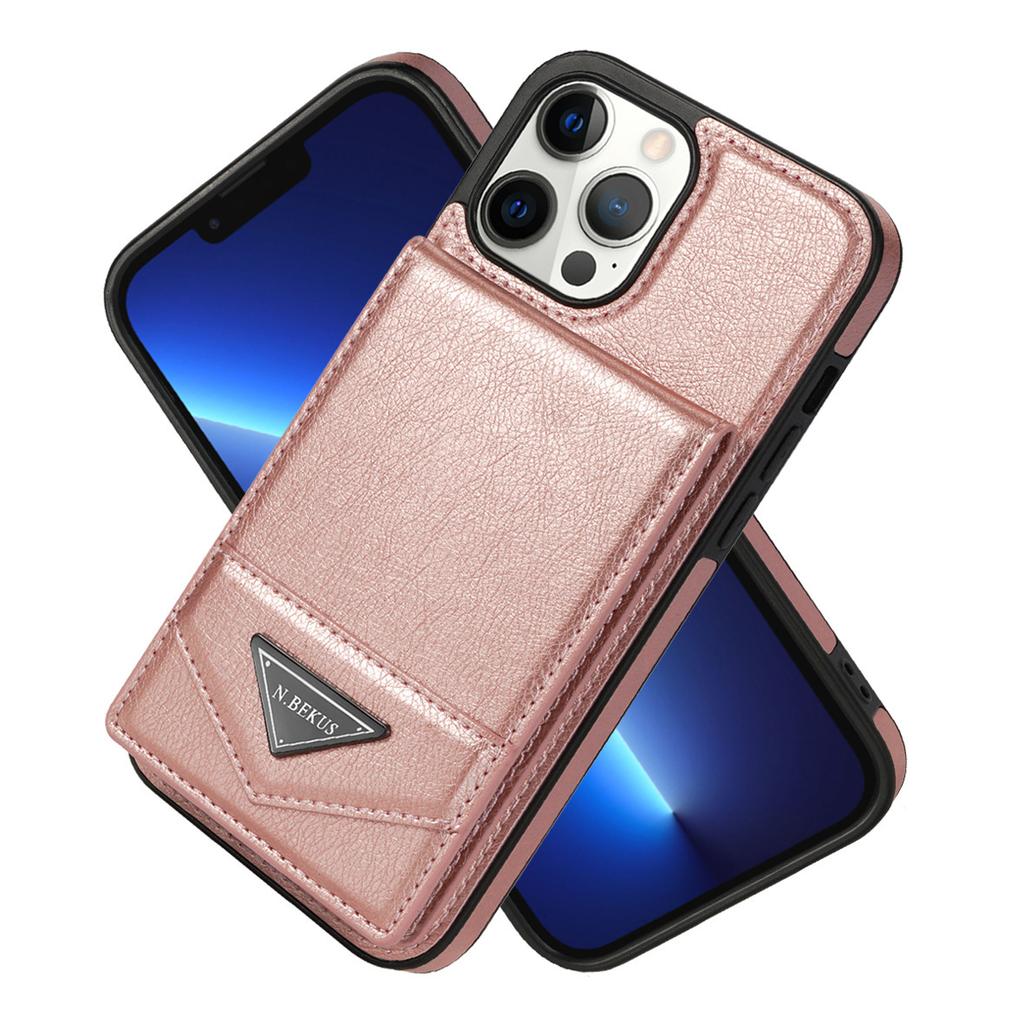 Suitable For 15+14+13 Anti Drop Card Holder Phone Case 12promax Solid Color Flip Up And Down Protective Cover