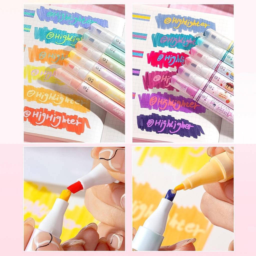 6pcs Vintage Color Scheme Highlighter Pen Set Laying Colors Fluorescent Magic Art Marker Liner for Drawing