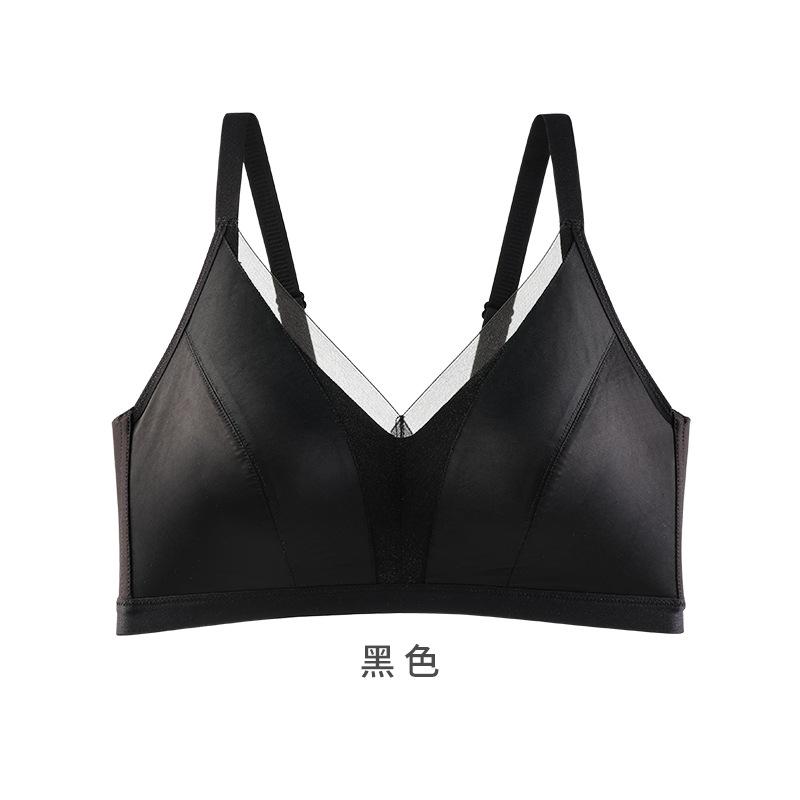 Traceless fashion satin women's big breasts gather natal red underwear pull side close bra cover