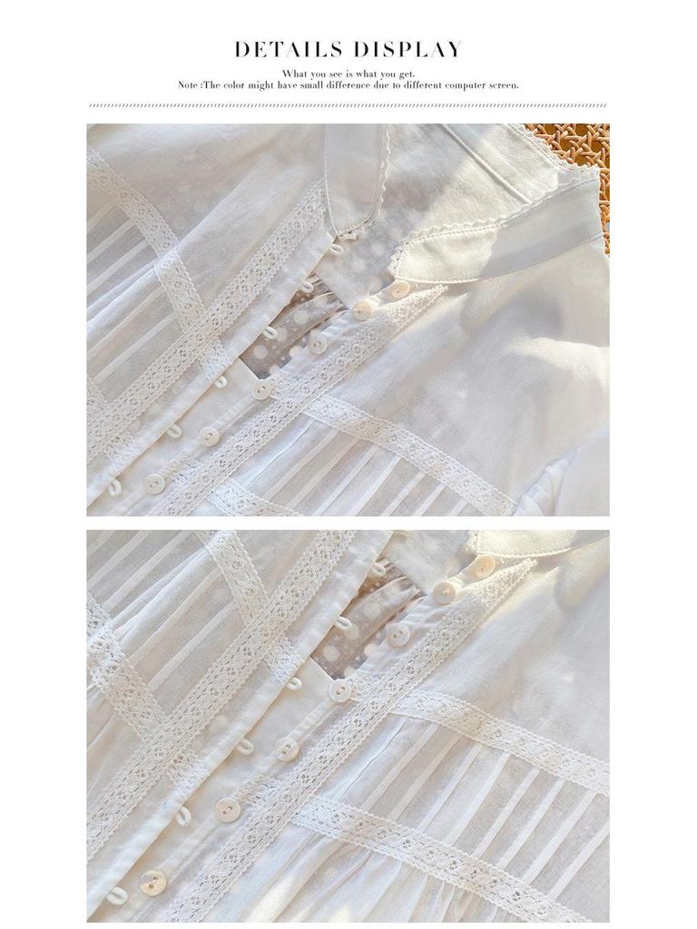 Spring New Arrival: Women's Long Sleeve White Cotton French Shirt - Southern France Holiday Style