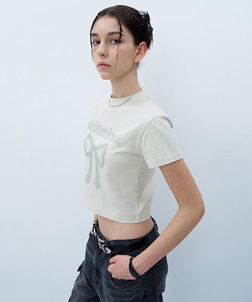 Uncover Never Break Crop Short Sleeve T-Shirt Beige Free