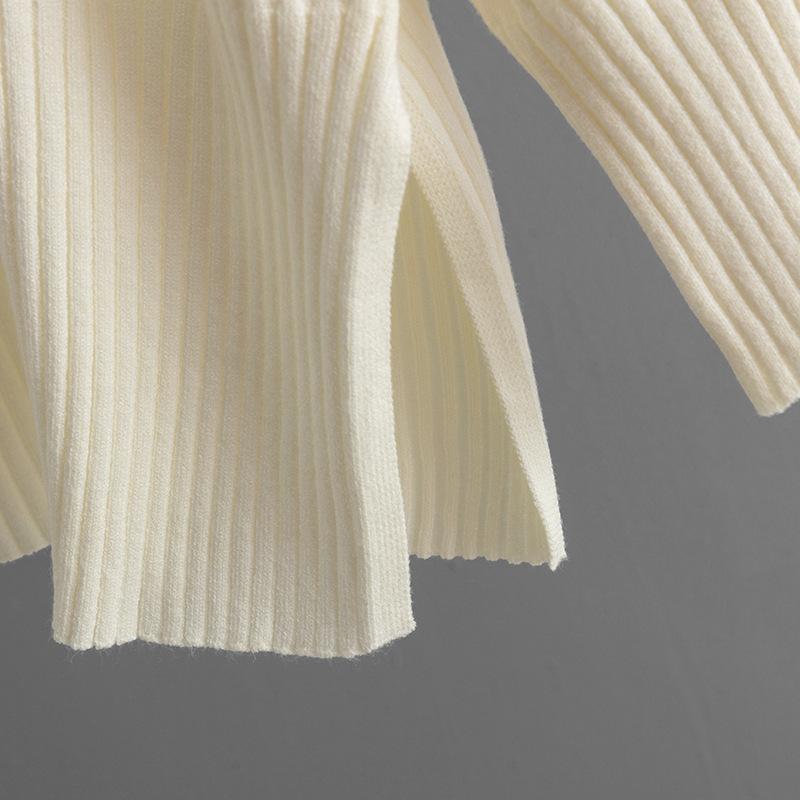 GMXIA Ležérní styl Kulatý výstřih Rozparkový svetrový set pro ženy, Dva volné a měkké pletené svetry na podzim a zimu