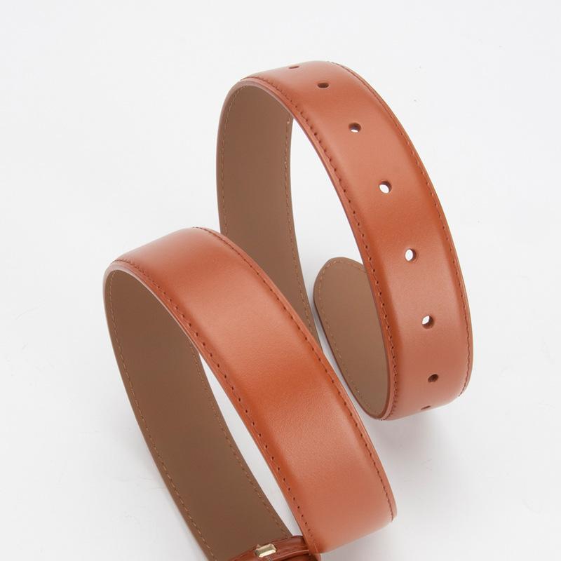 Belt for Women's Genuine Leather Simple Pin Buckle Versatile Fashion High-end Casual Jeans Decorative Belt for Women
