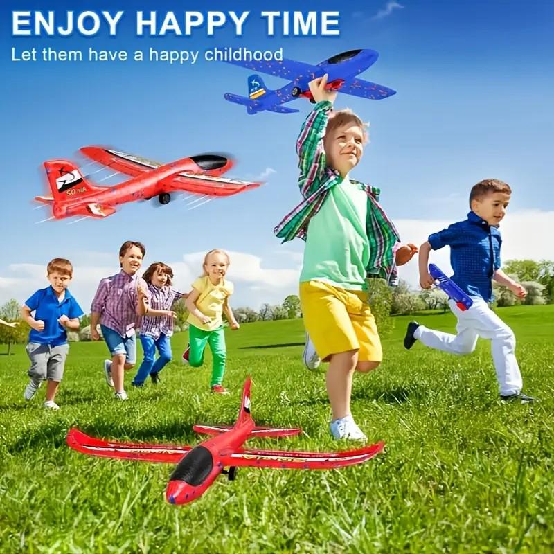 49cm Large Airplane Toy EVA Foam Aircraft Toy Hand Throw Flight Glider Aircraft Airplane DIY Model Toy Throwing Roundabout Airplane Kid Gifts