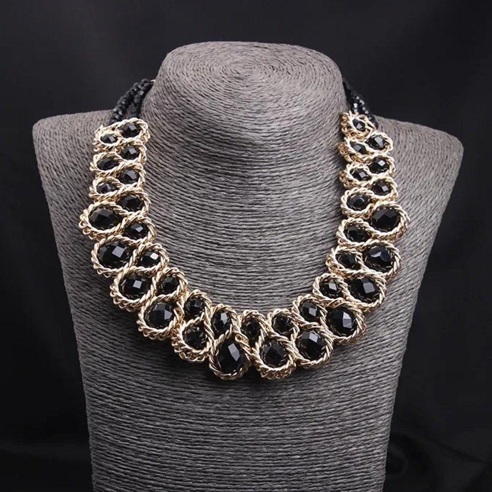 Vintage Choker Necklace Colorful Glasses Stone Necklace Fashion Crystal Necklace for Women